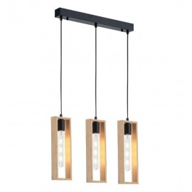 Lustra 3 pendule soclu E27 din lemn