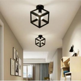 Lustra LED soclu E27 metalica Cubic Neagra