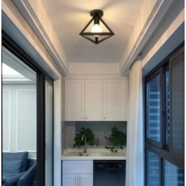 Lustra LED soclu E27 metalica Triangle Neagra