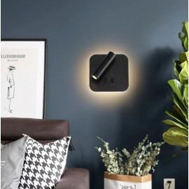 Aplica LED de perete cu intrerupator Lumina Neutra, 11W, Alb/Negru
