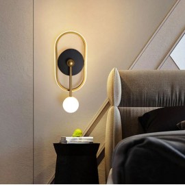Aplica LED de perete moderna Auriu Negru 40W oval