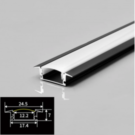 Profil LED aluminiu incastrat plat Negru 2m