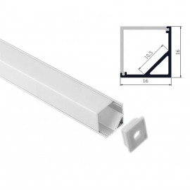 Profil LED aluminiu aplicat de colt dispersor patrat 2m
