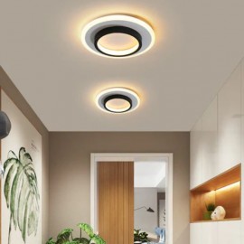 Lustra LED 3 functii lumina, Alb cu negru 40W rotund