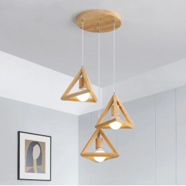 Pendul Lemn Natural 3 x E27 Triunghi