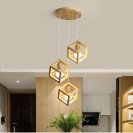 Pendul Lemn Natural 3 x E27 Cub