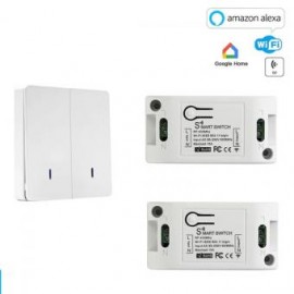 Intrerupator dublu cu 2 relee wireless 10A WiFi compatibil Alexa Google Home