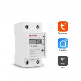 Contor electric monofazic Wifi Tuya, SmartLife, monitorizare consum