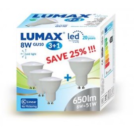Set 4 becuri GU10 8W pachet promotional