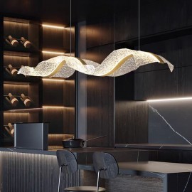 Lustra LED cu telecomanda 3 tipuri de lumina 88W Leaf Glow Gold