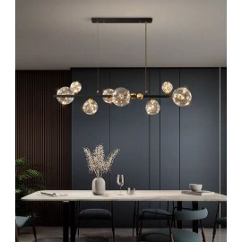 Lustra LED tip Pendul liniar 70W SunisUP 3000k 8 globuri Auriu/Negru