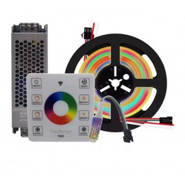 Kit Banda LED Digitala RGB Running 10 metri, 14.4W/M, 24V cu controler Tactil si transformator ultraslim ZenLED®