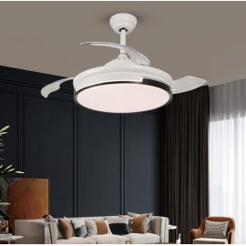 Lustra LED cu Ventilator, Telecomanda inclusa, Iluminare Reglabilă, 6 trepte de ventilatie, Negru/Alb