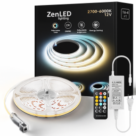 Kit Banda LED COB CCT Cald Neutru Rece lumina continua, reglare intensitate cu telecomanda, rola 5m, transformator