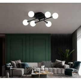 Lustra tip Candelabru Modern 6 x E27 baza patrata Negru/Gold