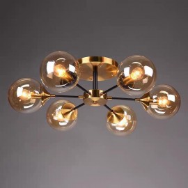 Lustra LED cu sticla Fumurie 6 socluri E14