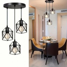 Pendul Metalic Black 3 socluri E27 baza rotunda, inaltime reglabila