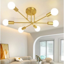 Lustra moderna cu 6 socluri E27 Auriu/Negru metalic