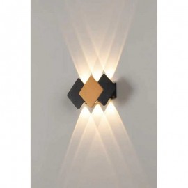 Aplica LED Perete IP65 Moderna 6W Lumina calda Gold Negru
