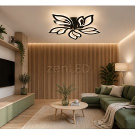 Lustra LED cu telecomanda 3 tipuri de lumina Cald Neutru Rece, Flower 110W Alb/Negru ZenLED