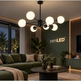 Pendul Modern 8 Globuri soclu E27 Black Cosmo ZenLED®