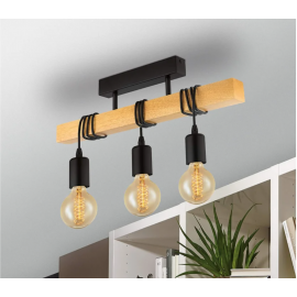 Pendul Modern Lemn 3 socluri E27 ZenLED
