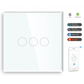 Intrerupator triplu sticla Smart WiFi compatibil Alexa Google Home